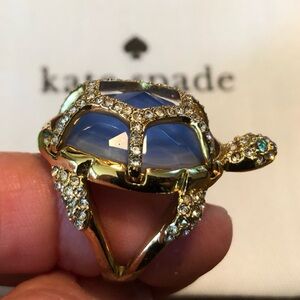 Cool kate spade blue stone turtle ring size 7